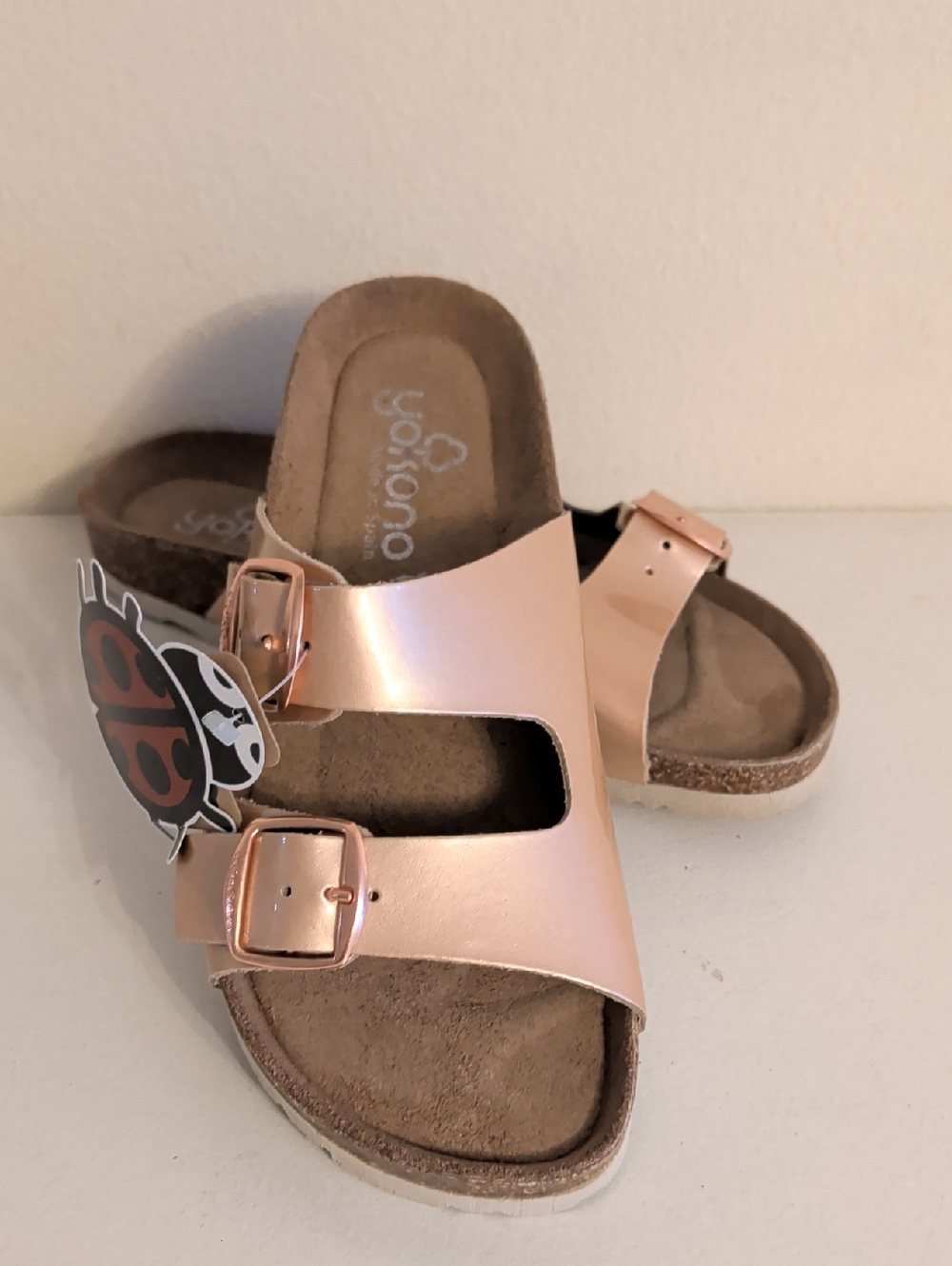 Women's Metallic Pink Two-Buckle Sandal